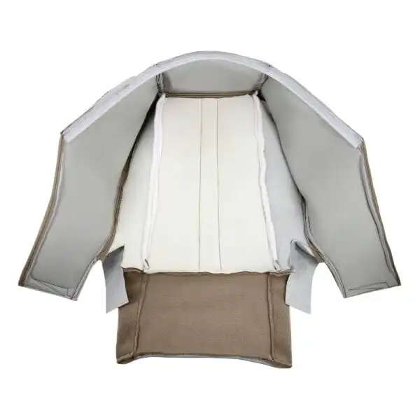 Chevrolet Express, cuero sintético, 1996-2025, neutro, conductor o pasajero, parte inferior, vista interior, funda de asiento de repuesto OEM. Chevrolet Express 1996-2025 | Funda de asiento de recambio OEM
