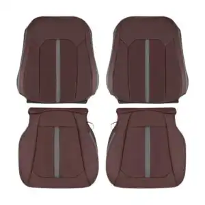 Ford F 150 Platinum, cuero genuino perforado, 2015-2020, color marsala oscuro, asientos delanteros del conductor y del acompañante, parte superior e inferior, fundas de repuesto OEM.