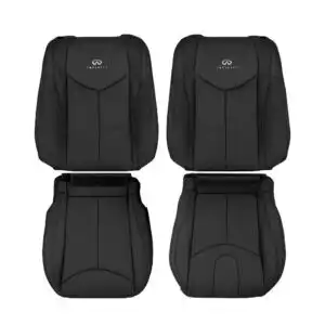 infiniti g37 perforated leather 2008 2013 graphite front driver and passenger top and bottom oem replacement seat cover 1