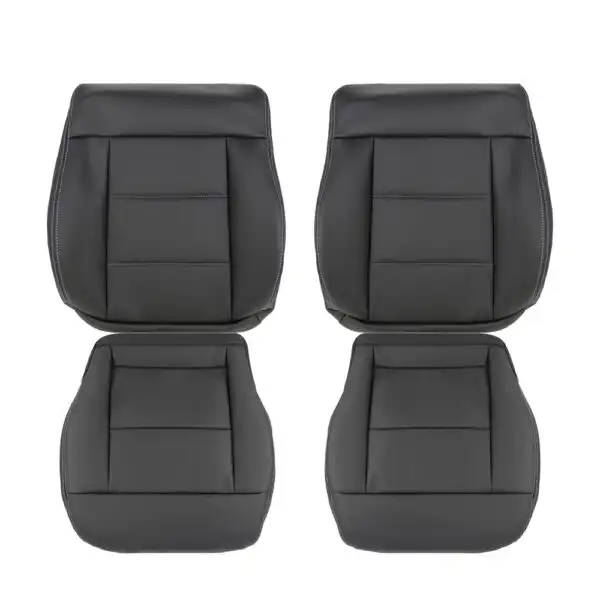 Mercedes-Benz E350 - Cuero sintético perforado - 2010-2013 - Negro con costuras blancas - Delanteros (conductor y acompañante) - Parte superior e inferior - Funda de asiento de recambio OEM Mercedes-Benz E350 2010-2013 | Funda de asiento de recambio original