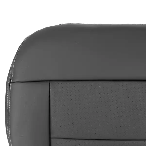 Mercedes-Benz E350 - Cuero sintético perforado - 2010-2013 - Negro con costuras blancas - Asiento delantero del conductor o del acompañante - Parte inferior - Vista detallada - Funda de asiento de recambio OEM Mercedes-Benz E350 2010-2013 | Funda de asiento de recambio original
