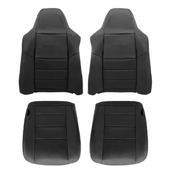 Ford Lariat F250, cuero genuino perforado, 2002-2007, negro, conductor y pasajero, parte superior e inferior, funda de asiento de repuesto OEM. Ford Lariat F-250 2001-2007 | Funda de asiento de repuesto OEM