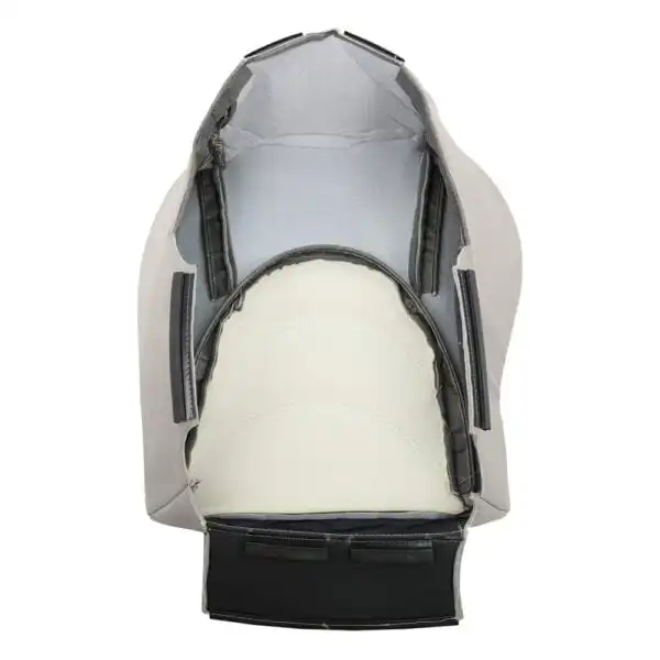 Jaguar XKR, cuero genuino perforado, 2000-2006, marfil, conductor o pasajero, parte inferior, vista interior, funda de asiento de repuesto OEM. Jaguar XKR/XK8 2000-2006 | Funda de asiento de repuesto OEM (deportiva)