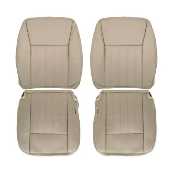 Lincoln Town Car, cuero genuino, 2003-2008, color camel claro, conductor y pasajero, parte superior e inferior, funda de asiento de repuesto OEM. Lincoln Town Car 2003-2011 | Funda de asiento de recambio OEM