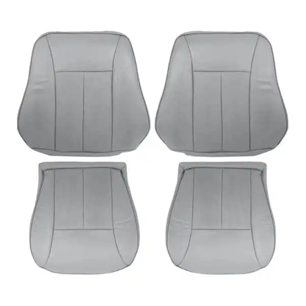 Mercedes-Benz Clase E 1996-2002, color ceniza, cuero genuino perforado, conductor y pasajero, parte superior e inferior, estilo OEM, funda de asiento de repuesto. Mercedes-Benz Clase E 1996-2002 | Fundas de asiento de repuesto OEM