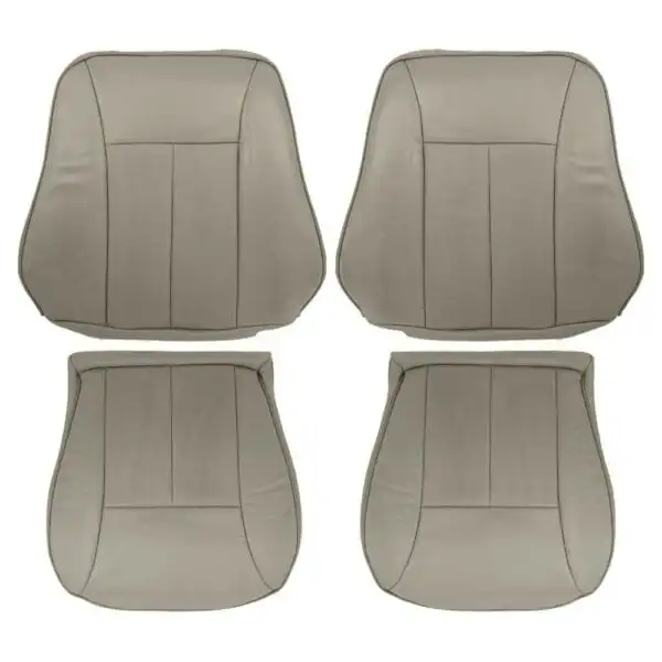 Mercedes-Benz Clase E 2000-2002 Oyster Cuero genuino perforado Conductor y pasajero Parte superior e inferior Estilo OEM Reemplazo Sea Mercedes-Benz Clase E 1996-2002 | Fundas de asiento de repuesto OEM