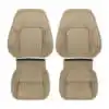Jaguar XF cuero 2016-2020 color café con leche para conductor y acompañante, parte superior e inferior, funda de asiento de repuesto OEM. Jaguar XF 2016-2020 | Funda de asiento de recambio OEM