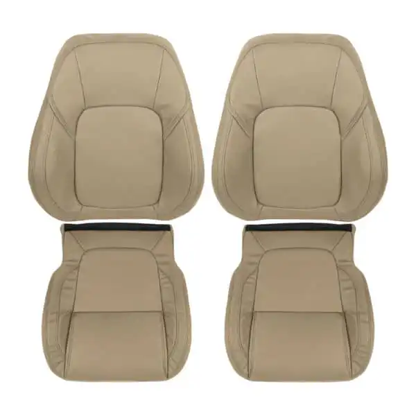 Jaguar XF cuero 2016-2020 color café con leche para conductor y acompañante, parte superior e inferior, funda de asiento de repuesto OEM. Jaguar XF 2016-2020 | Funda de asiento de recambio OEM