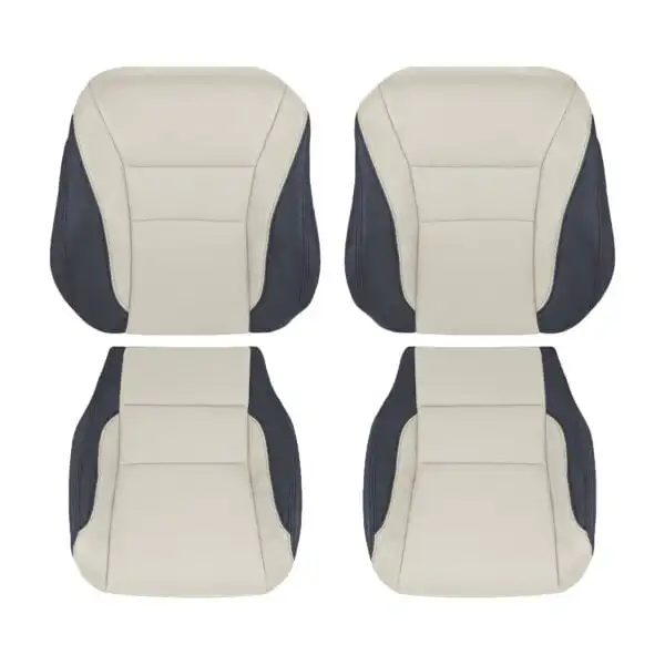 Honda Accord Coupé 2013-2017 - Cuero perforado negro y marfil (beige pergamino) - Fundas de asiento de repuesto OEM para conductor y pasajero (parte superior e inferior) Honda Accord Coupé 2013-2017 | Funda de asiento de recambio original