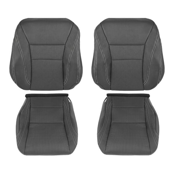 Honda Accord Coupé 2013-2017: fundas de asiento de repuesto OEM de cuero perforado con costuras blancas para los asientos del conductor y el acompañante (parte superior e inferior) Honda Accord Coupé 2013-2017 | Funda de asiento de recambio original